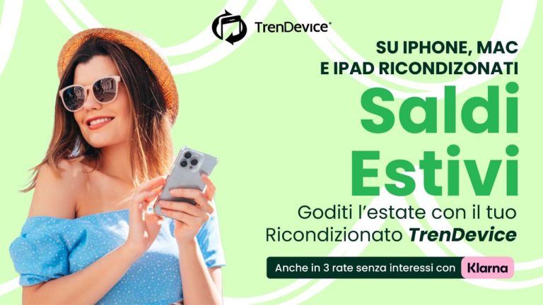 Saldi estivi iPhone, iPad e Mac Ricondizionati: sconti fino a -100€ su TrenDevice. iPhone 13 da soli 99,96€ per 3 rate mensili.